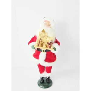 Byers Choice Caroler Santa Claus with wooden nativity scene Christmas